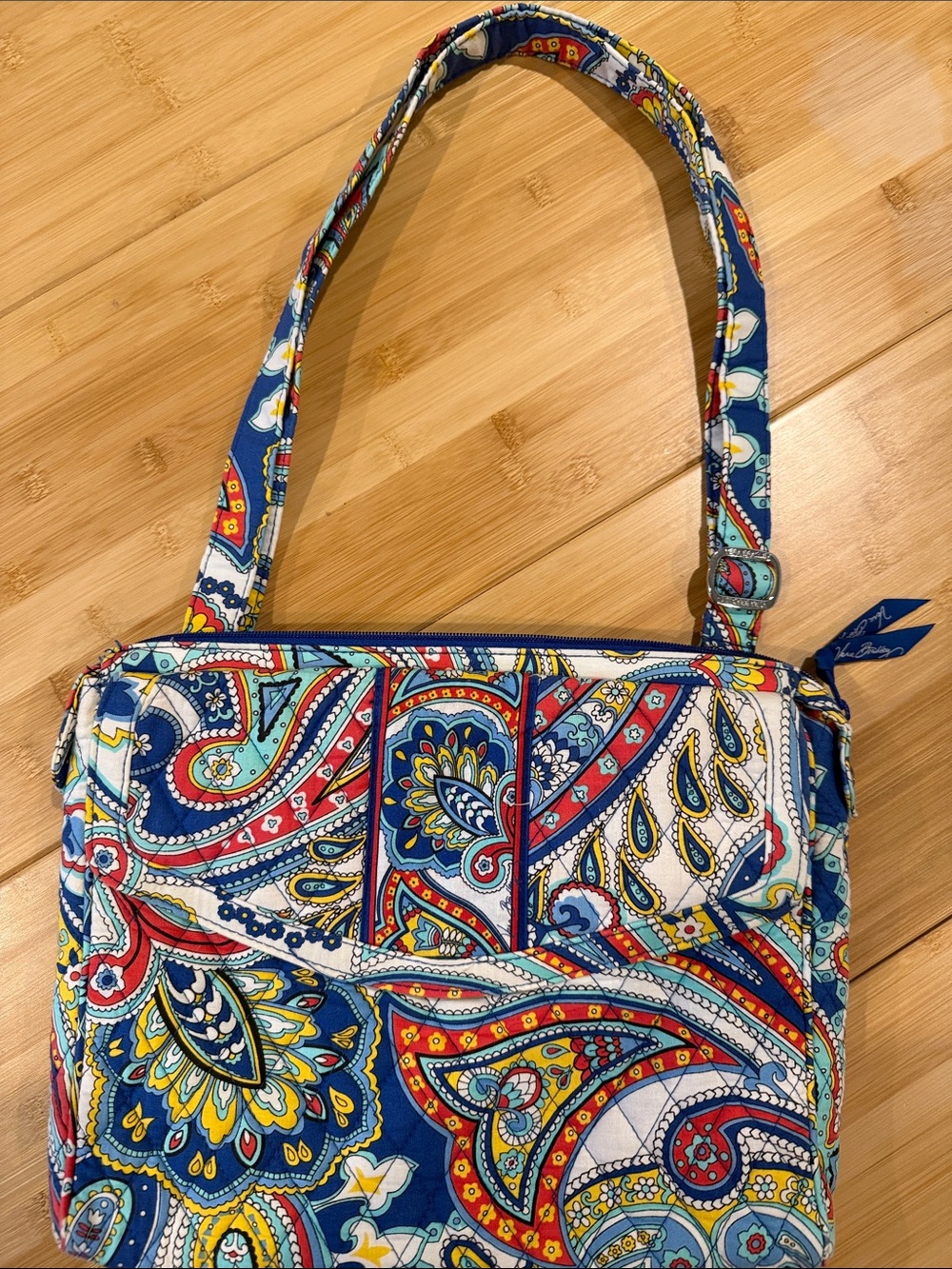 Vera Bradley Marina Paisley Quilted Shoulder Bag with Red & Yellow Accents